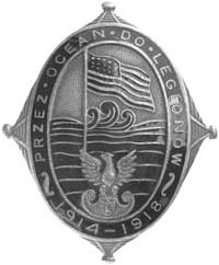 oficerska odznaka Przez Ocean do Legionów, drugi egzemplarz, odmiana kolorów emalii, 53.0 x 43.0 m..