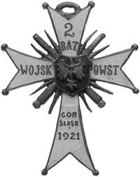 oficerska odznaka 2 Baterii Wojsk Powstańczych, Górny Śląsk 1921, mosiądz złocony, 49.4 x 39.2 mm,..