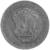 1 rupia 1890, Berlin, Aw: Popiersie cesarza, Rw: Tarcza herbowa, J.713