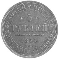 5 rubli 1854, Petersburg, Fr.138, Uzdenikow 236, złoto 6.57 g