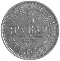 3 ruble 1874, Petersburg, Aw: Orzeł dwugłowy, Rw