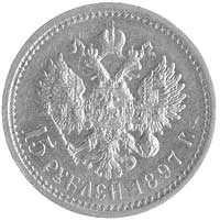 15 rubli 1897, Petersburg, Aw: Głowa, Rw: Orzeł dwugłowy, Fr.159, Uzdenikow 321, złoto, 12.88 g, w..