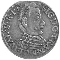 trojak 1597, Nagybanya, Aw: Popiersie w zbroi w prawo i napis w otoku, Rw: Nad herbem Batorych III..