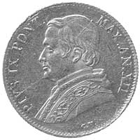 Pius IX 1846- 1878, 1 scudo 1858, Rzym, Aw: Popiersie w lewo i napis w otoku, Rw: W wieńcu poziomy..