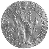 dukat 1604, Nagybanya, Aw: Stojący cesarz i napis w otoku, Rw: Madonna z Dzieciątkiem i napis PATR..
