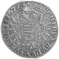 talar 1672, Nagybanya, Aw: Popiersie, Rw: Orzeł cesarski, poniżej litery N-B, Herinek 761, Huszar ..