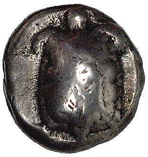 Egina, stater 455- 431, Aw: Żółw ze skorupą segmentową, Rw: Wklęsły pięciodzielny kwadrat, Sear 2600, BMC 11.149, 12.15 g
