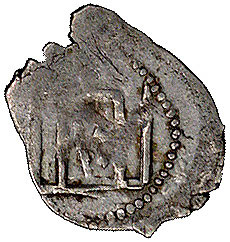 Kazimierz Jagiellończyk 1447- 1492, pieniądz litewski, Aw: Jeździec w prawo, Rw: Kolumny Gedymina, Kiersnowski typ III, 0.43 g