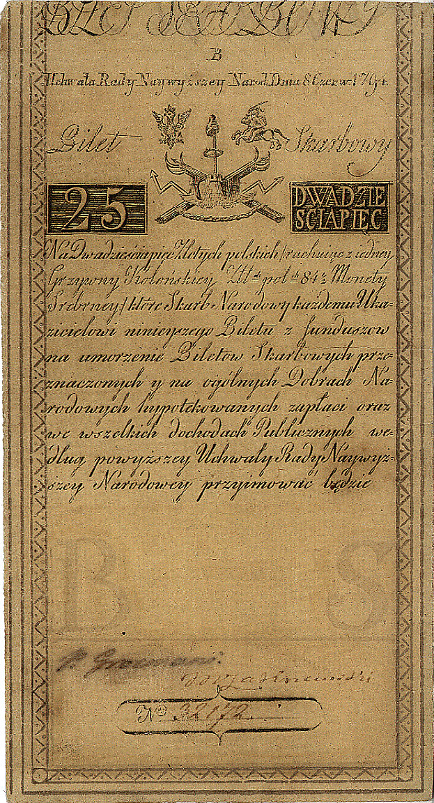 25 złotych 8.06.1794, seria B, Pick A3, Miłczak A3a