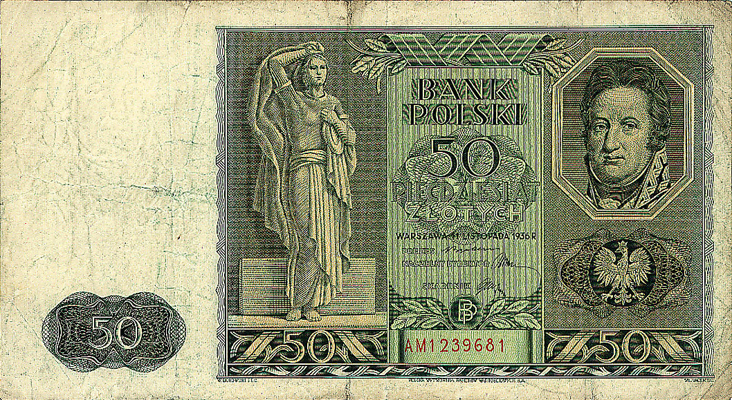50 złotych 11.11.1936, \Dąbrowski,  seria AM 1239681