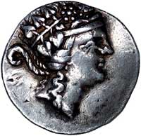 Grecja Północna-Tassos, tetradrachma Aw: Głowa młodego Dionizosa w wieńcu z bluszczu w prawo, Rw: ..