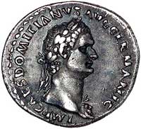 Domicjan 81- 96, denar, Aw: Popiersie w prawo i napis w otoku IMP CAES DOMITIANVS AVG GERMANIC, Rw..