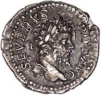 Septymiusz Sewer 193- 211, denar, Aw: Popiersie w wieńcu w prawo i napis w otoku SEVERVS PIVS AVG,..