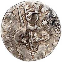 Akwizgran, Fryderyk I 1152- 1190, denar, Aw: Cesarz na tronie z mieczem i jabłkiem, napis w otoku ..