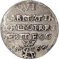 trojak 1565, Wilno, nieopisana w katalogu Kurpiewskiego odmiana z napisem na awersie SIGISM AVG RE..