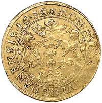 dukat 1632/1, Gdańsk, podobny jak H-Cz. 1657 R - przebitka daty na stemplu, Fr. 10, złoto, 3.47 g,..