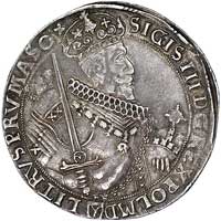talar 1630, Bydgoszcz, awers Kurp. 1645, rewers Kurp. 1646, Dav. 4316, efektowna moneta z ładnie z..