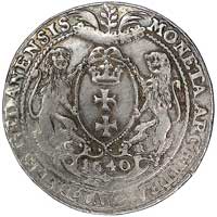 talar 1640, Gdańsk, odmiana z 6 listkami na gałązce w wieńcu nad herbem Gdańska, Kurp. 176 R2, Dav..