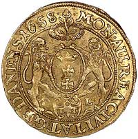 dukat 1658, Gdańsk, H-Cz. 2129 R, Fr. 24, złoto, 3.45 g, lekko gięty, stara patyna