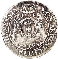 ort 1663, Gdańsk, Kurp. 874 R, Gum. 1914, moneta z końca blachy, ciemna patyna