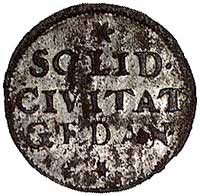 szeląg 1657, Gdańsk, Kurp. 825 R, Gum. 1900, wyjątkowo rzadko spotykane w tym typie monety ładny p..