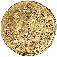 dukat 1673, Gdańsk, H-Cz. 2383 R1, Fr. 32, T. 35, złoto, 3.39 g, ładnie zachowany egzemplarz