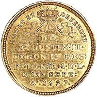 dwudukat koronacyjny 1697, Merseb. 1398, Fr. 2826, złoto, 6.95 g, rzadka i ładna moneta wybita z o..