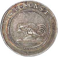 odbitka w srebrze tzw Coseldukata, Merseb. 1586 (wariant), piękna stara patyna