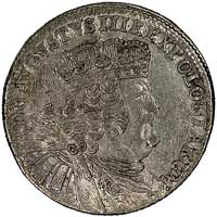 dwuzłotówka (8 groszy) 1753, Lipsk, odmiana z bardzo dużym popiersiem i literami E-C pod tarczą he..