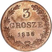 3 grosze 1836, odmiana ogon orła wachlarzowaty, Plage 183 R, nowe bicie z 1859 roku