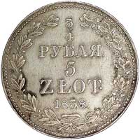 3/4 rubla = 5 złotych 1838, Warszawa, odmiana z 