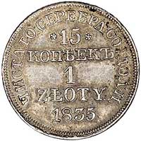 15 kopiejek = 1 złoty 1835, Warszawa, Plage 402, ładny egzemplarz ze starą patyną