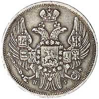 15 kopiejek = 1 złoty 1837/6, Petersburg, rzadka odmiana z przerobioną w stemplu datą, Plage 409 R