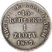 15 kopiejek = 1 złoty 1837/6, Petersburg, rzadka odmiana z przerobioną w stemplu datą, Plage 409 R