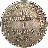 15 kopiejek = 1 złoty 1837, Warszawa, Plage 408, ładna patyna