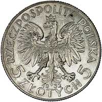 5 złotych 1932, Warszawa, Głowa Kobiety, Parchimowicz 116 a, rzadka i ładnie zachowana moneta