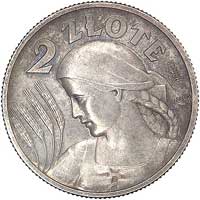 2 złote 1927, Głowa Kobiety z kłosami, wypukły n