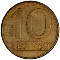 10 złotych 1989, wypukły napis PRÓBA, Parchimowicz P-288 b, nakład nieznany, mosiądz, 4.14 g