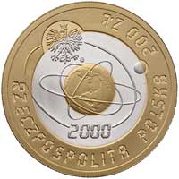200 złotych 2000, Warszawa, Rok 2000, Parchimowicz 826, moneta dwuczęściowa złoto/srebro, 13.58 g