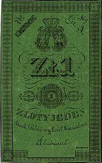 1 złoty 1831, podpis: Łubieński, Pick A22, Miłczak A22b, Lucow 135b R6, banknot wydrukowany na cie..