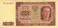 100 złotych 1.07.1948, seria GR (bez ramki wokół 100-ki), Pick 139b, Miłczak 139e