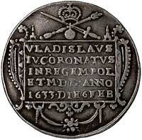 Władysław IV, medal koronacyjny 1633 r., Aw: W prostokącie napis poziomy VLADISLAVS IV CORO- NATVS..