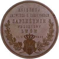 Jadwiga Sapieżyna, medal wybity nakładem W. Głowackiego 1886 r., Aw: Popiersie w mantylce w lewo, ..