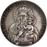 Matka Boska Częstochowska- medal autorstwa K. Goetza 1939 r., Aw: Obraz Matki Boskiej Częstochowsk..