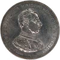 Wilhelm II 1888-1918, zestaw 5 marek 1913 i 3 marki 1914, Berlin, cesarz w uniformie wojskowym, J...