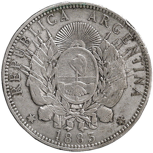 1 peso 1883, K.M. 4
