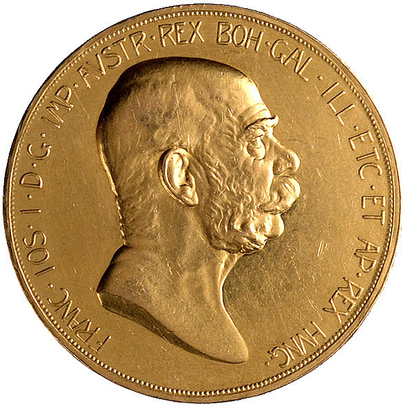 Franciszek Józef I 1848-1916, 100 koron 1908, Wiedeń, Fr. 429, złoto, 33,83 g, moneta wybita z okazji 60 rocznicy panowania cesarza