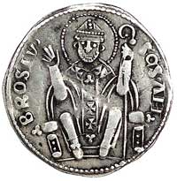 Mediolan -pierwsza republika 1250-1310, grosz (ambrosino), Aw: Krzyż krokwiowy, w polu półksiężyce..
