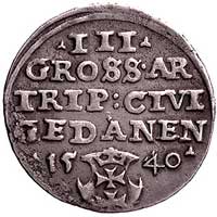 trojak 1540, Gdańsk, odmiana napisu PRV, Kurp. 5