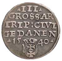 trojak 1540, Gdańsk, odmiana napisu PRVS i krzyż